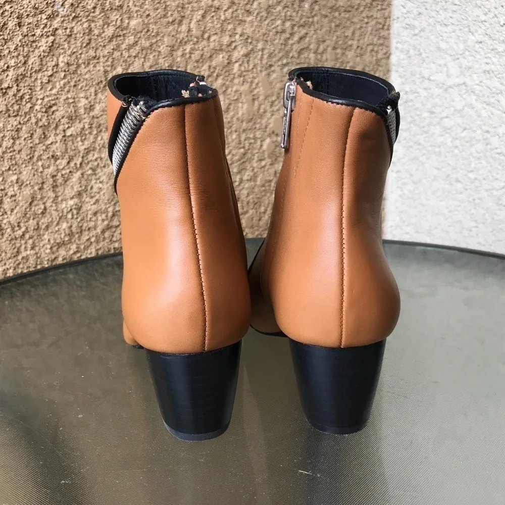 NWT SOL SANA Diego Caramel Leather Zipper Boots- 6